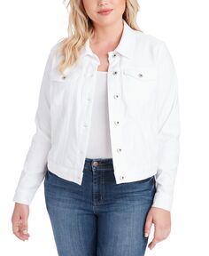 Модная джинсовая куртка пикси с длинными рукавами больших размеров Jessica Simpson, белый