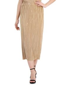 Женская плиссированная юбка-колонна миди без застежек Anne Klein