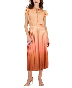 Женская атласная плиссированная юбка Montreal с эффектом омбре Anne Klein