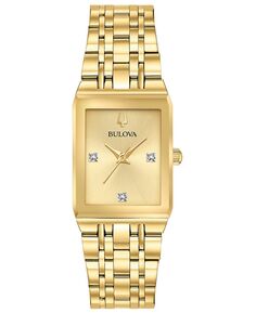 Женские часы Futuro с золотистым браслетом из нержавеющей стали с бриллиантами, 20,5x31,5 мм Bulova