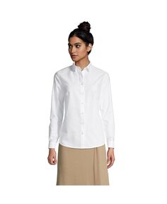 Школьная форма, женская оксфордская классическая рубашка с длинным рукавом Lands&apos; End, белый