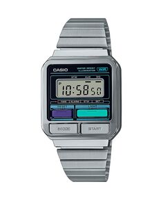 Цифровые часы унисекс из нержавеющей стали серебристого цвета, 33,5 мм, A120WE-1AVT G-Shock, серебро
