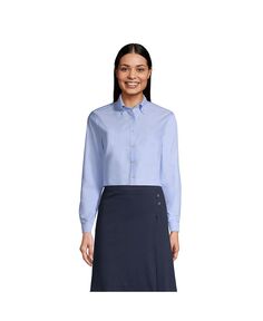 Школьная форма, женская оксфордская классическая рубашка с длинным рукавом Lands&apos; End, синий