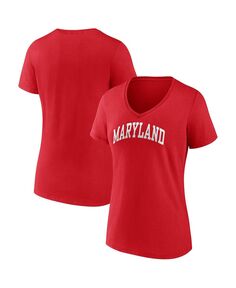 Женская красная футболка с v-образным вырезом и треугольным вырезом с логотипом Maryland Terrapins Basic Fanatics, красный