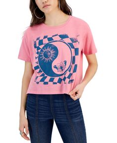 Укороченная футболка с рисунком «Инь Ян» для юниоров Grayson Threads Black, розовый