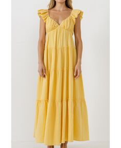 Женское платье макси в форме сердца с необработанными краями Free the Roses, желтый