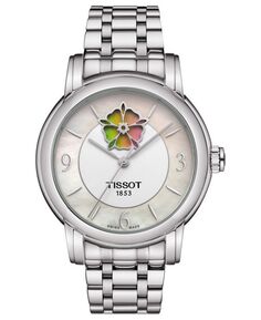 Женские швейцарские автоматические часы T-Lady Heart Flower с браслетом из нержавеющей стали, 35 мм Tissot, серебро