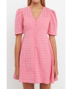 Женское кружевное платье вышивки English Factory, розовый