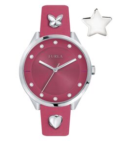 Женские часы из телячьей кожи с розовым циферблатом Furla