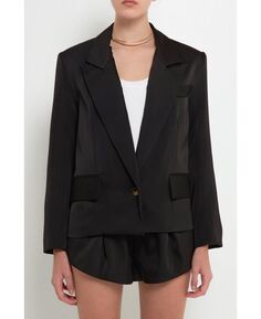 Женский атласный пиджак на одной пуговице Grey Lab, черный