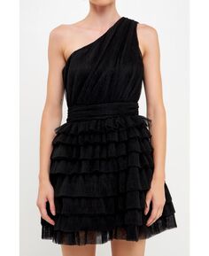 Женское многоярусное мини-платье из тюля endless rose, черный