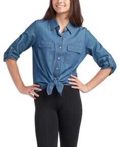 Хлопковая джинсовая рубашка с завязками и рукавами 3/4 для подростков BCX
