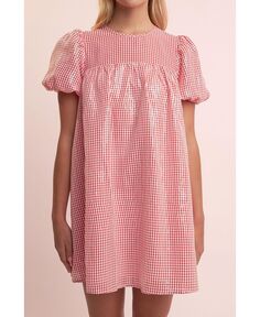 Женское мини-платье в клетку с пайетками English Factory, красный