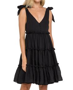 Женское трехуровневое мини-платье с завязками на плечах Free the Roses, черный