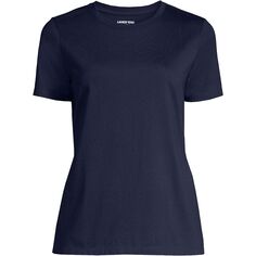 Женская непринужденная хлопковая футболка Supima с короткими рукавами и круглым вырезом Lands&apos; End
