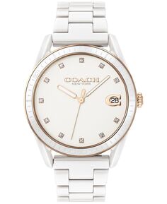 Женские белые керамические часы-браслет Preston 36 мм COACH, белый