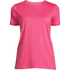 Женская непринужденная хлопковая футболка Supima с короткими рукавами и круглым вырезом Lands&apos; End, розовый