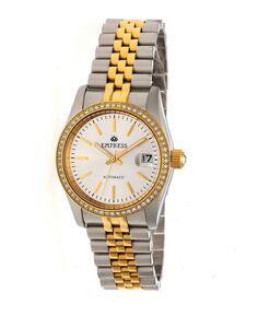 Часы Constance Automatic, золотой корпус, белый циферблат, серебряные часы из нержавеющей стали, 37 мм Empress, серебро