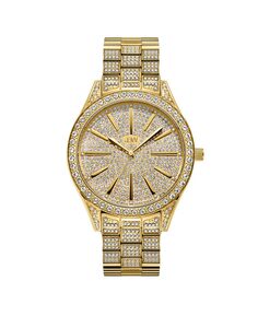 Женские часы с кристаллами и бриллиантами (1/8 карата), позолоченные из нержавеющей стали 18 карат Jbw, золотой