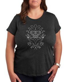 Модная футболка больших размеров с рисунком «Космическая бабочка» Air Waves, серый