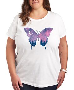 Модная футболка больших размеров с рисунком «Космическая бабочка» Air Waves, белый