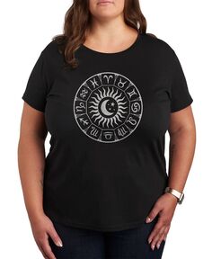 Модная футболка больших размеров с рисунком зодиака Air Waves, черный