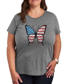 Модная футболка больших размеров с рисунком бабочки Air Waves, серый