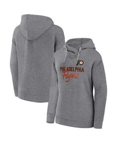 Женский пуловер с капюшоном с фирменным логотипом Heather Grey Philadelphia Flyers Script Favorite Fanatics