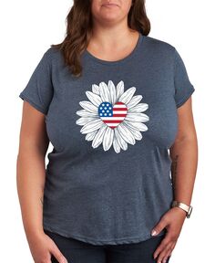 Модная футболка больших размеров с цветочным флагом и рисунком Air Waves, синий