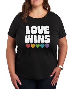 Модная футболка больших размеров с рисунком Love Wins Air Waves, черный