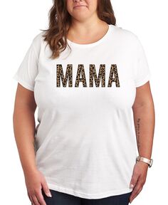 Модная футболка больших размеров с леопардовым принтом Mama Air Waves, белый