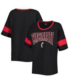 Черная женская футболка с короткими рукавами в полоску Cincinnati Bearcats Jumbo Arch Champion, черный