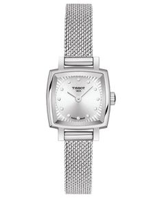 Женские швейцарские часы T-Lady Lovely Diamond Accent из нержавеющей стали с сетчатым браслетом, 20 мм Tissot, серебро