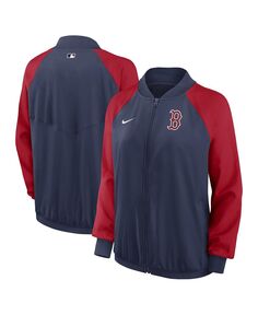 Женская темно-синяя куртка Boston Red Sox Authentic Collection Team Raglan Performance с молнией во всю длину Nike, темно-синий