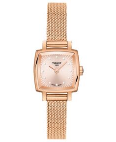 Женские швейцарские часы T-Lady Lovely Diamond Accent из розового золота с сетчатым браслетом, 20 мм Tissot, золотой