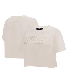 Женская кремовая укороченная футболка свободного кроя нейтрального цвета Chicago Bulls Pro Standard