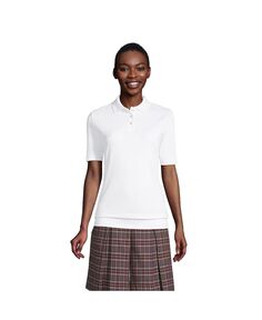 Школьная форма, женская рубашка поло с короткими рукавами и полосками внизу Lands&apos; End, белый