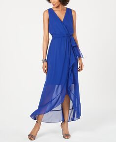 Платье макси с высоким и низким вырезом Surplice SL Fashions, синий