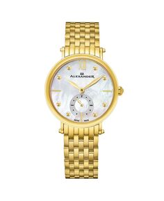 Alexander Watch A201B-02, женские кварцевые малосекундные часы с корпусом из нержавеющей стали цвета желтого золота и браслетом из нержавеющей стали цвета желтого золота Stuhrling, золотой