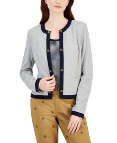 Женская куртка с открытым передом и контрастной отделкой Tommy Hilfiger