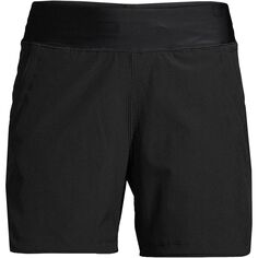 Женские 5-дюймовые быстросохнущие шорты с эластичной резинкой на талии, шорты для плавания с трусиками Lands&apos; End, черный