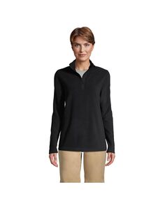 Женский легкий флисовый пуловер с молнией на четверть для школьной формы Lands&apos; End, черный
