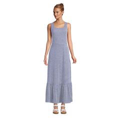Женское многоярусное платье макси с квадратным вырезом и модалом Lands&apos; End