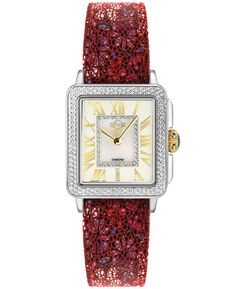 Женские часы Padova швейцарские кварцевые с цветочным принтом бордовые кожаные часы 30 мм GV2 by Gevril