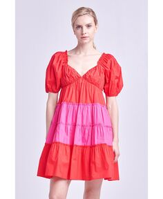 Женское двухцветное мини-платье Sweetheart English Factory, красный