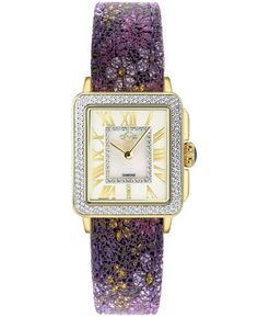 Женские швейцарские кварцевые часы Padova с цветочным принтом, фиолетовые кожаные часы, 30 мм GV2 by Gevril