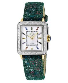 Женские зеленые кожаные часы Padova со швейцарским кварцем и драгоценными камнями, 30 мм GV2 by Gevril, зеленый