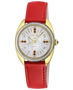 Женские часы Palermo швейцарские кварцевые красные из искусственной кожи 35 мм GV2 by Gevril, красный