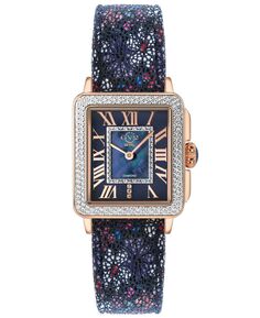 Женские швейцарские кварцевые часы Padova с цветочным принтом, синие кожаные часы, 30 мм GV2 by Gevril, синий