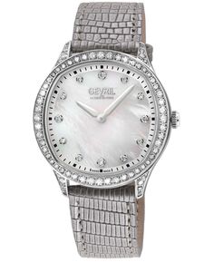 Женские часы Morcote из швейцарской кварцевой кожи серебристого тона, 36 мм Gevril, серебро
